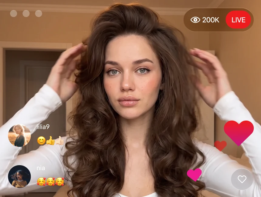 Celebrity live video preview with Persona natural beauty retouching