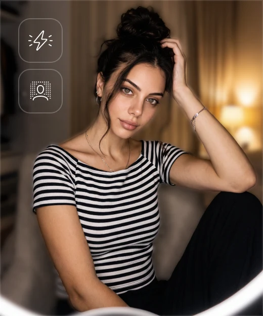 Virtual ring light and background blur